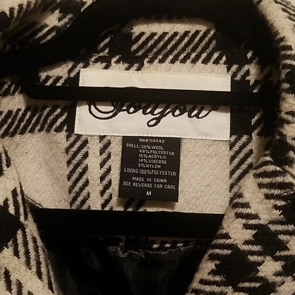 Jou Jou Black and Ivory Checkered Coat - Picture 3 of 5